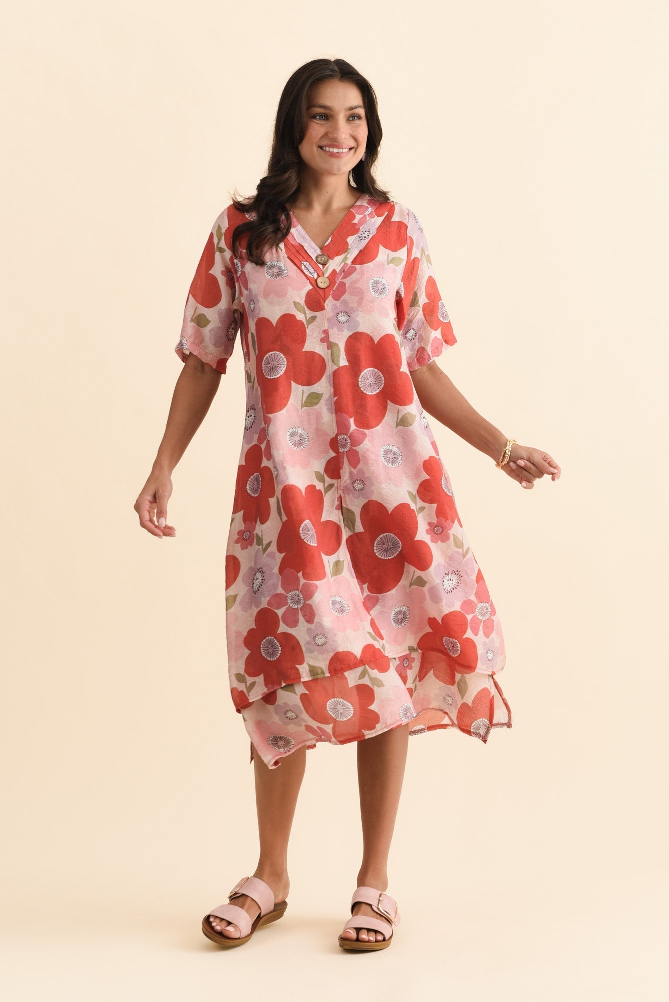 Nala Red Poppy Layers Dress
