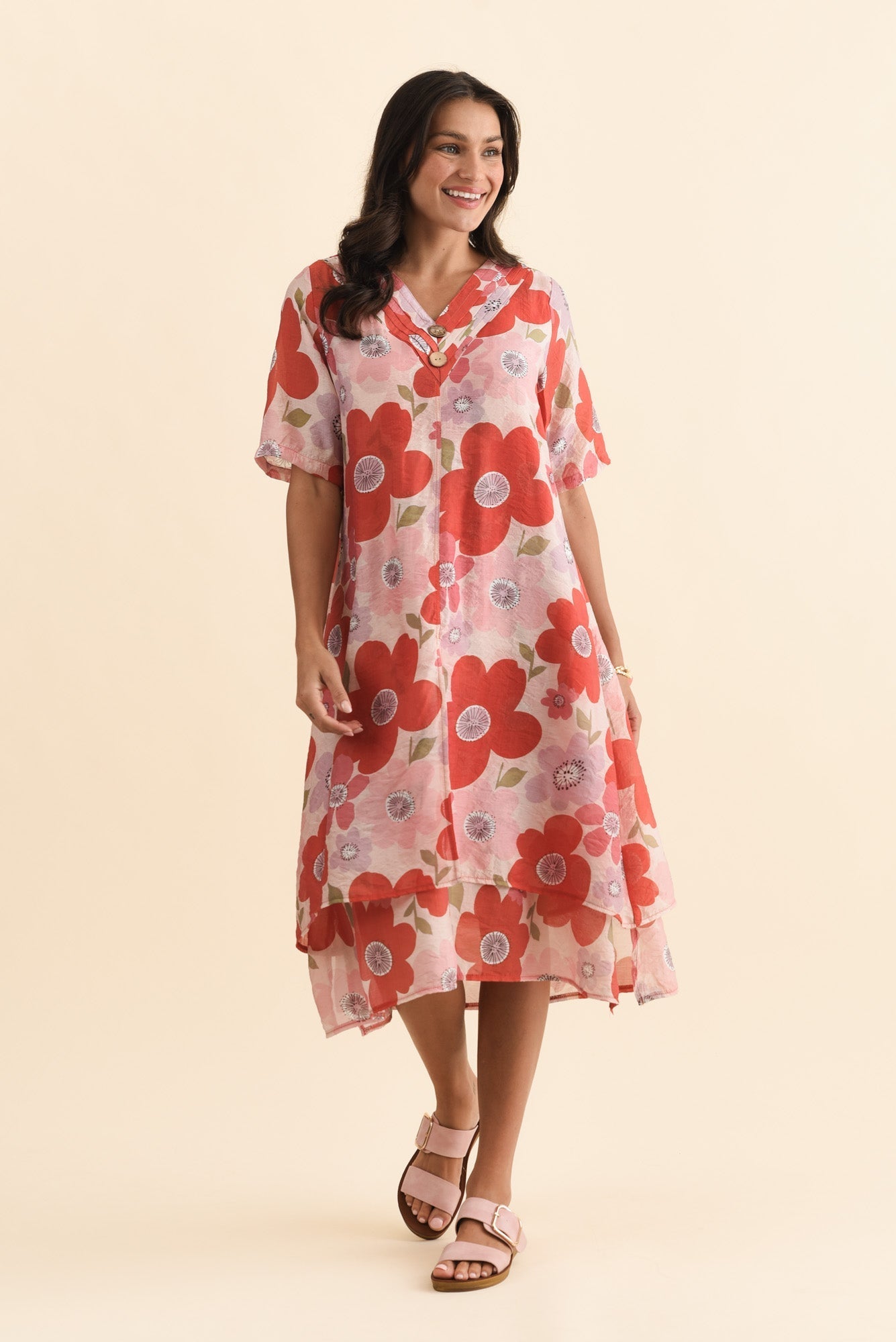 Nala Red Poppy Layers Dress