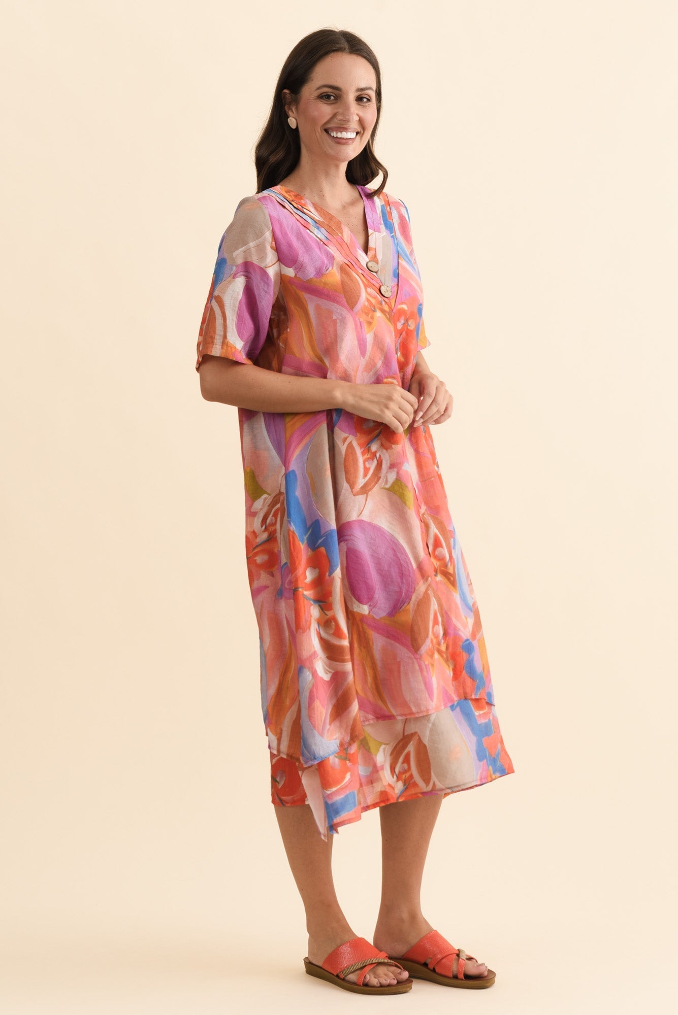 Nala Rust Abstract Layers Dress