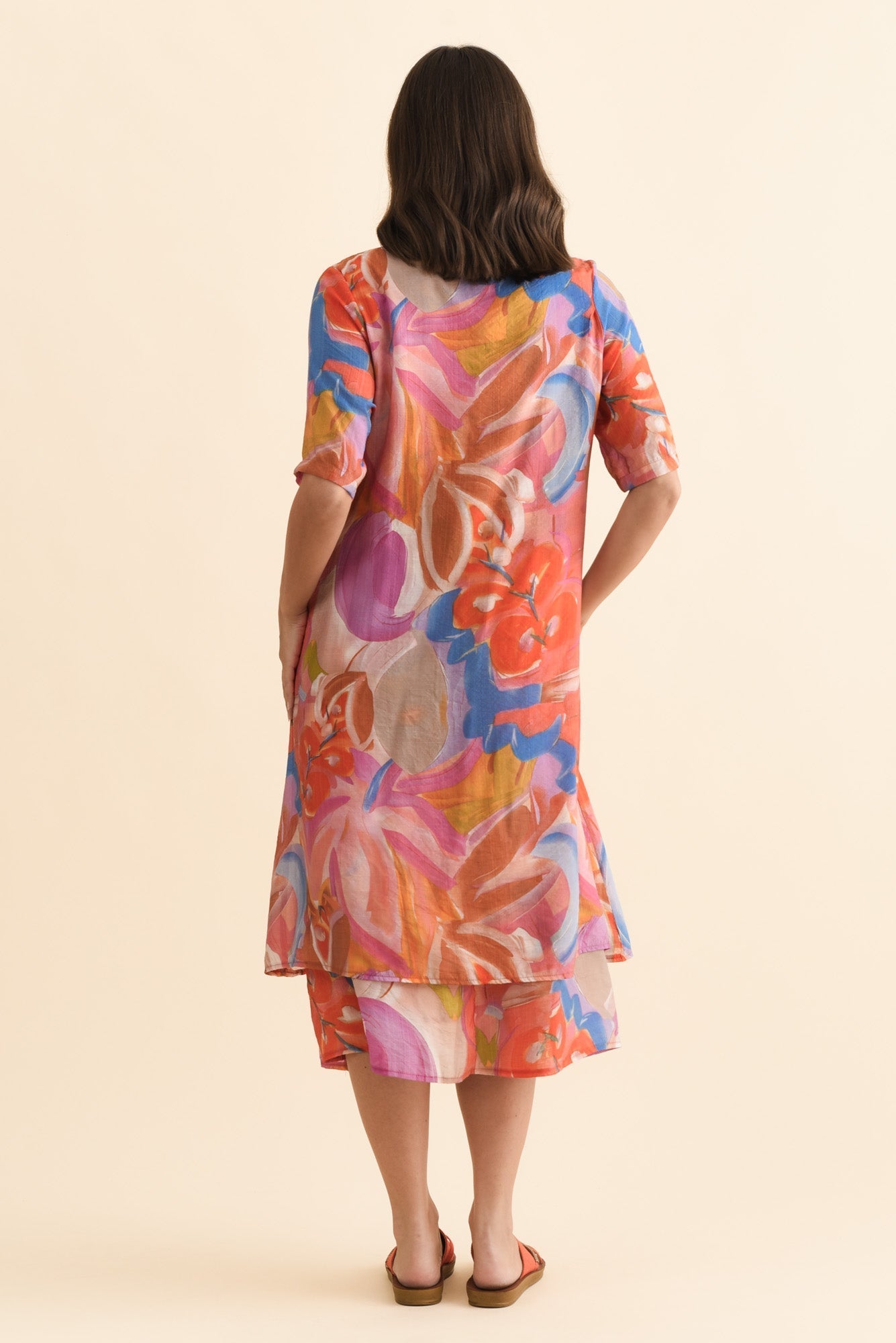 Nala Rust Abstract Layers Dress