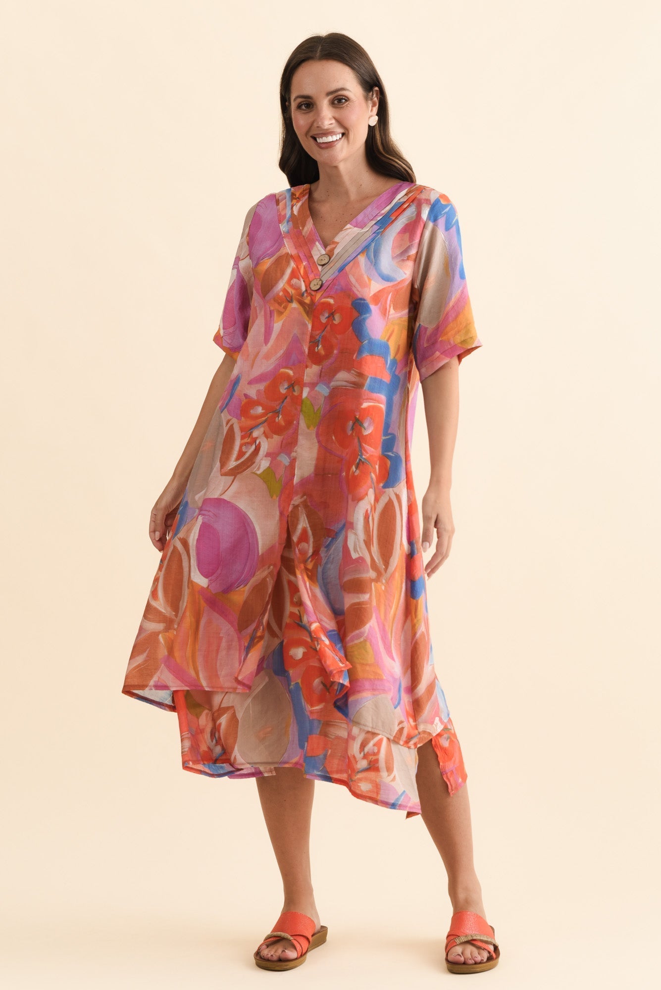 Nala Rust Abstract Layers Dress