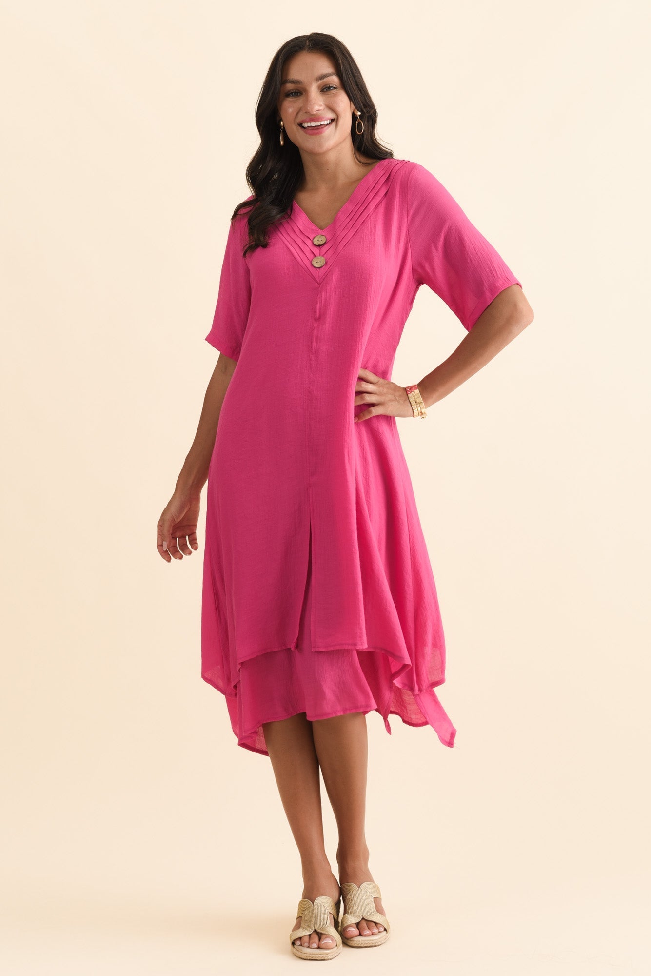 Nala Hot Pink Layers Dress
