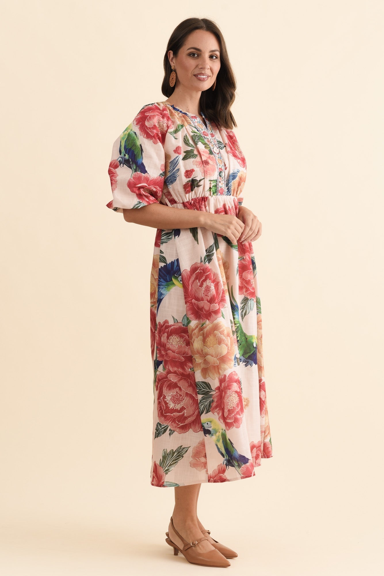 Nesmae Red Floral Tie Dress