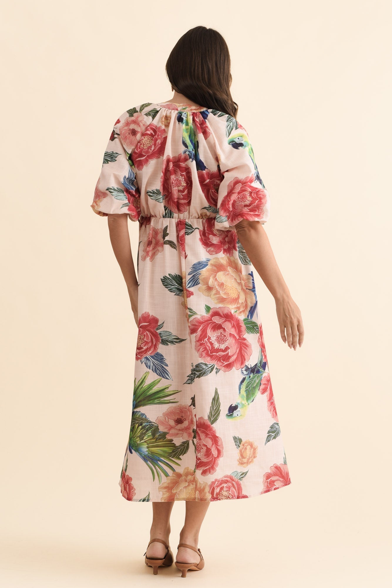 Nesmae Red Floral Tie Dress