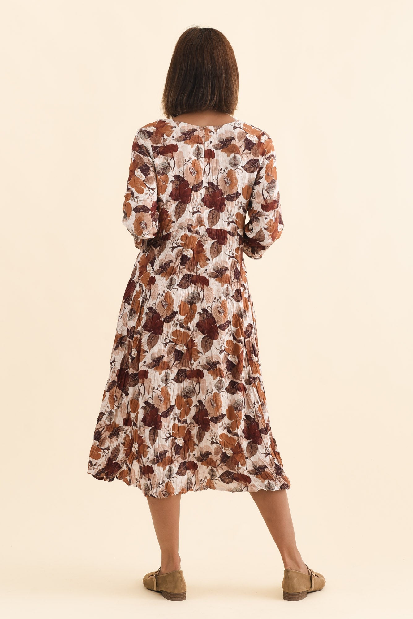 Nessa Brown Flower Crescent Dress