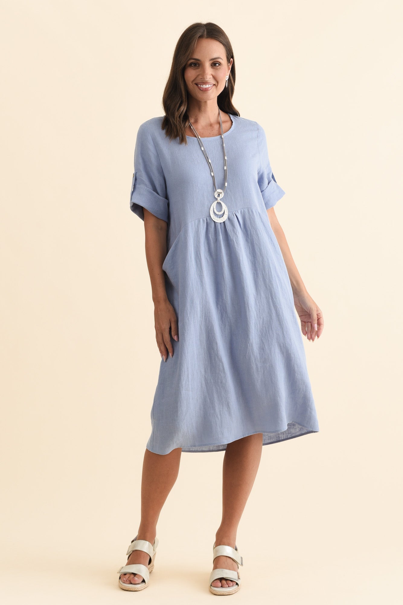 Nolita Blue Linen Pocket Dress