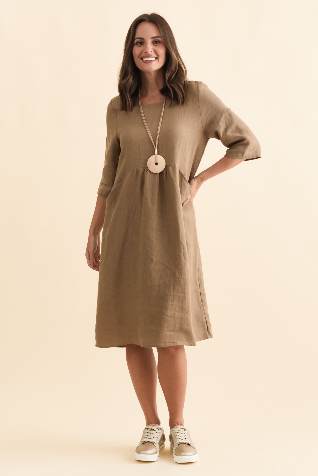 Nolita Chocolate Linen Pocket Dress