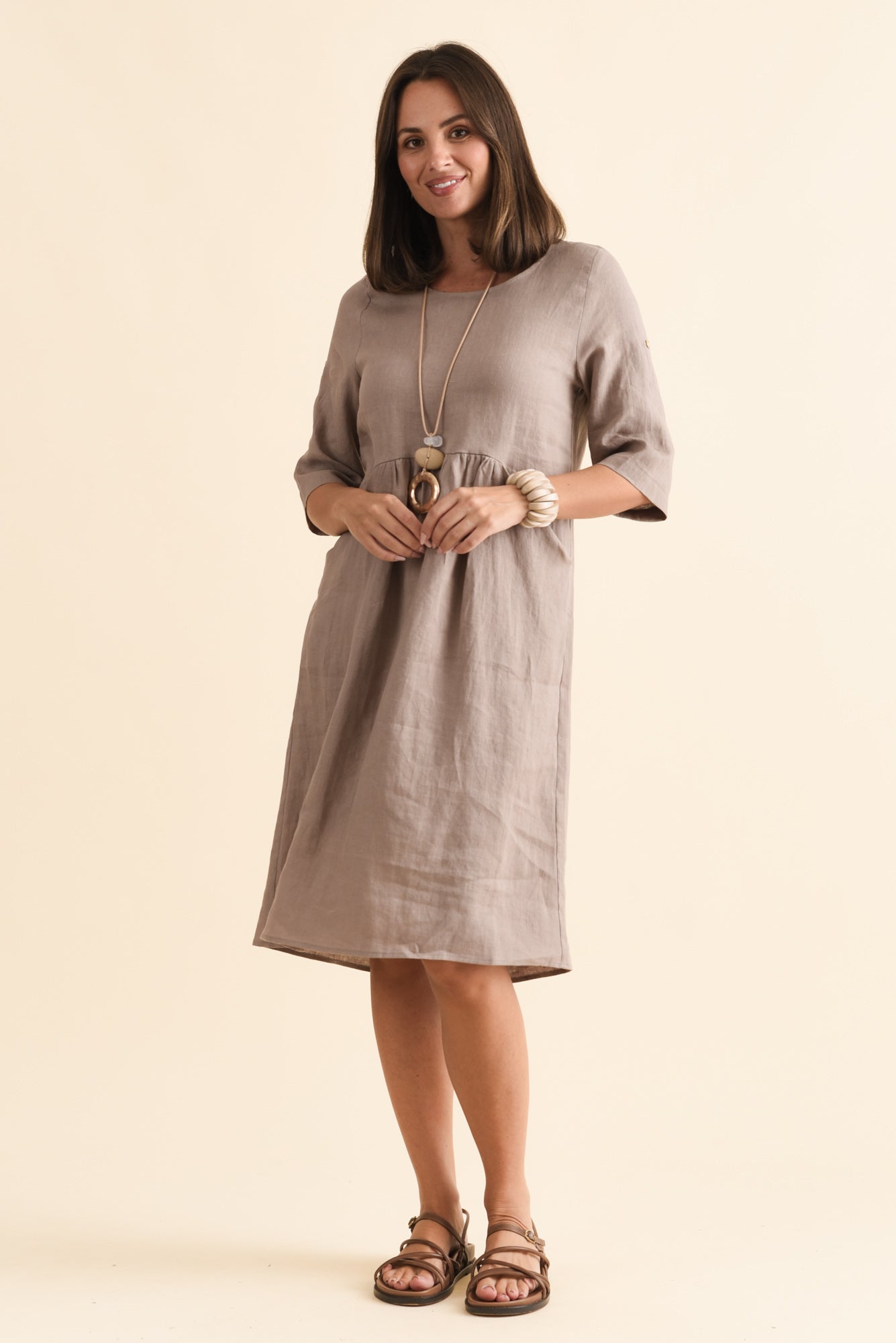 Nolita Mocha Linen Pocket Dress