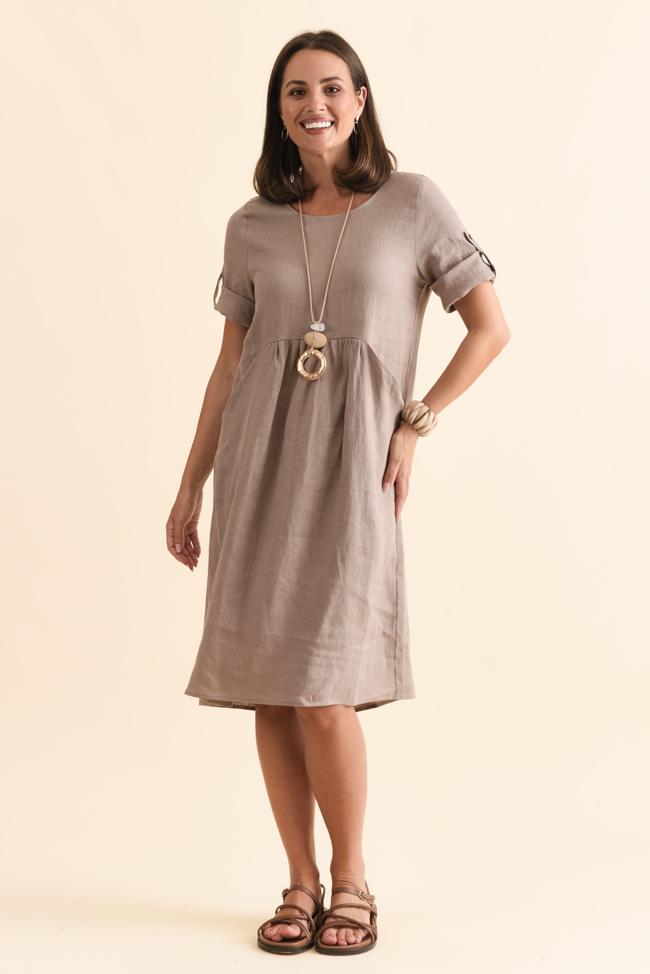 Nolita Mocha Linen Pocket Dress