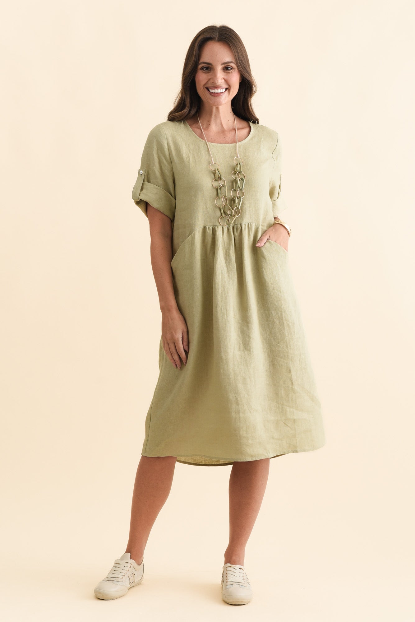 Nolita Sage Linen Pocket Dress