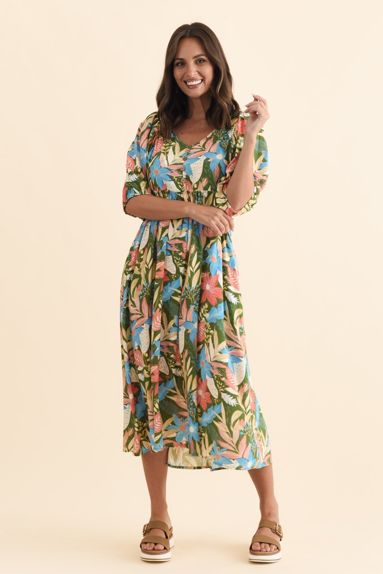 Nolte Green Botanical Pocket Dress