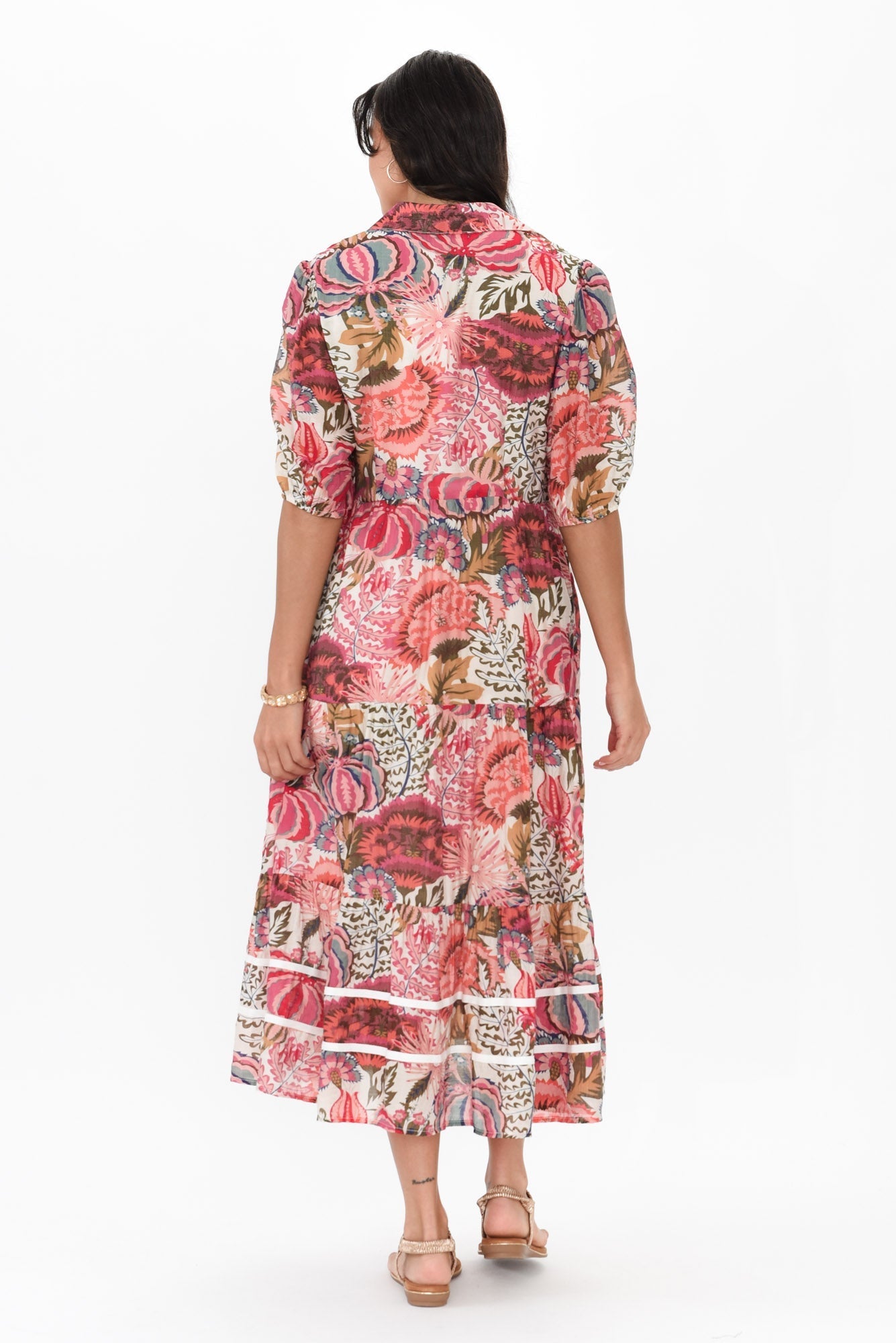 Nylah Pink Floral Cotton Blend Dress