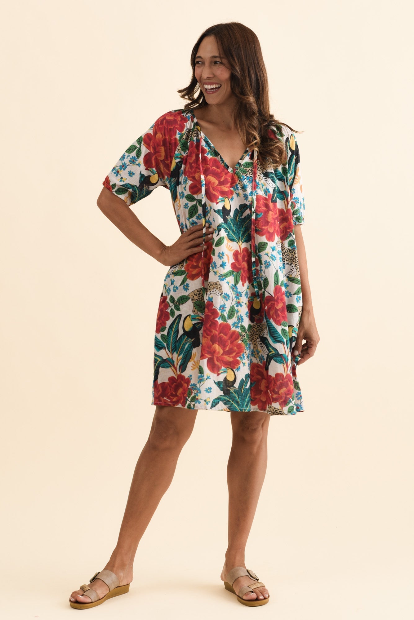 Orion Red Jungle Cotton Dress