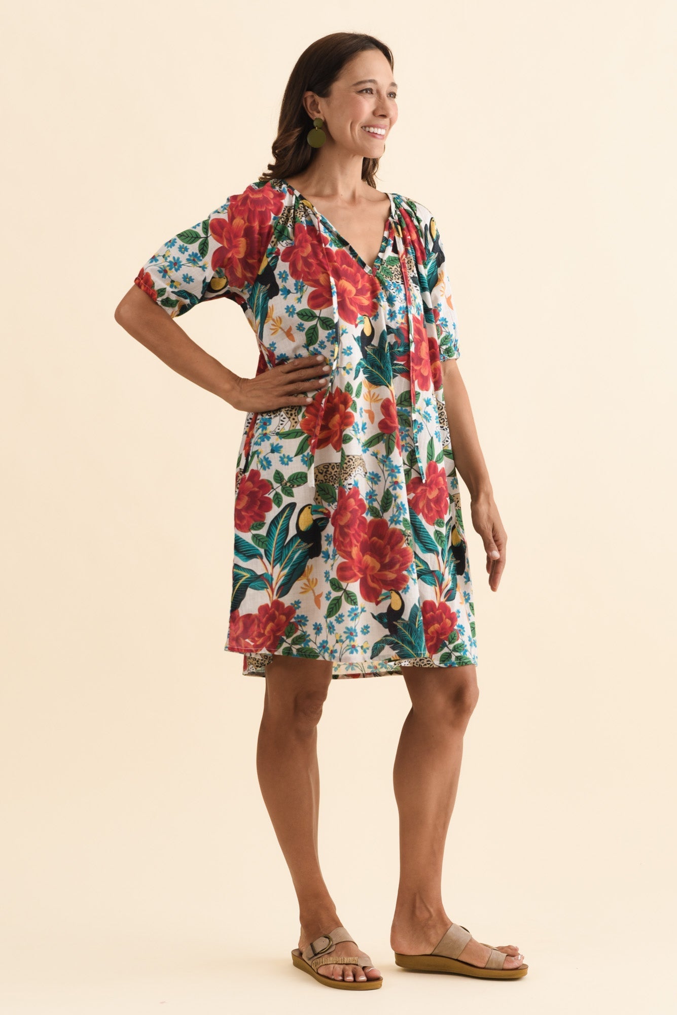 Orion Red Jungle Cotton Dress