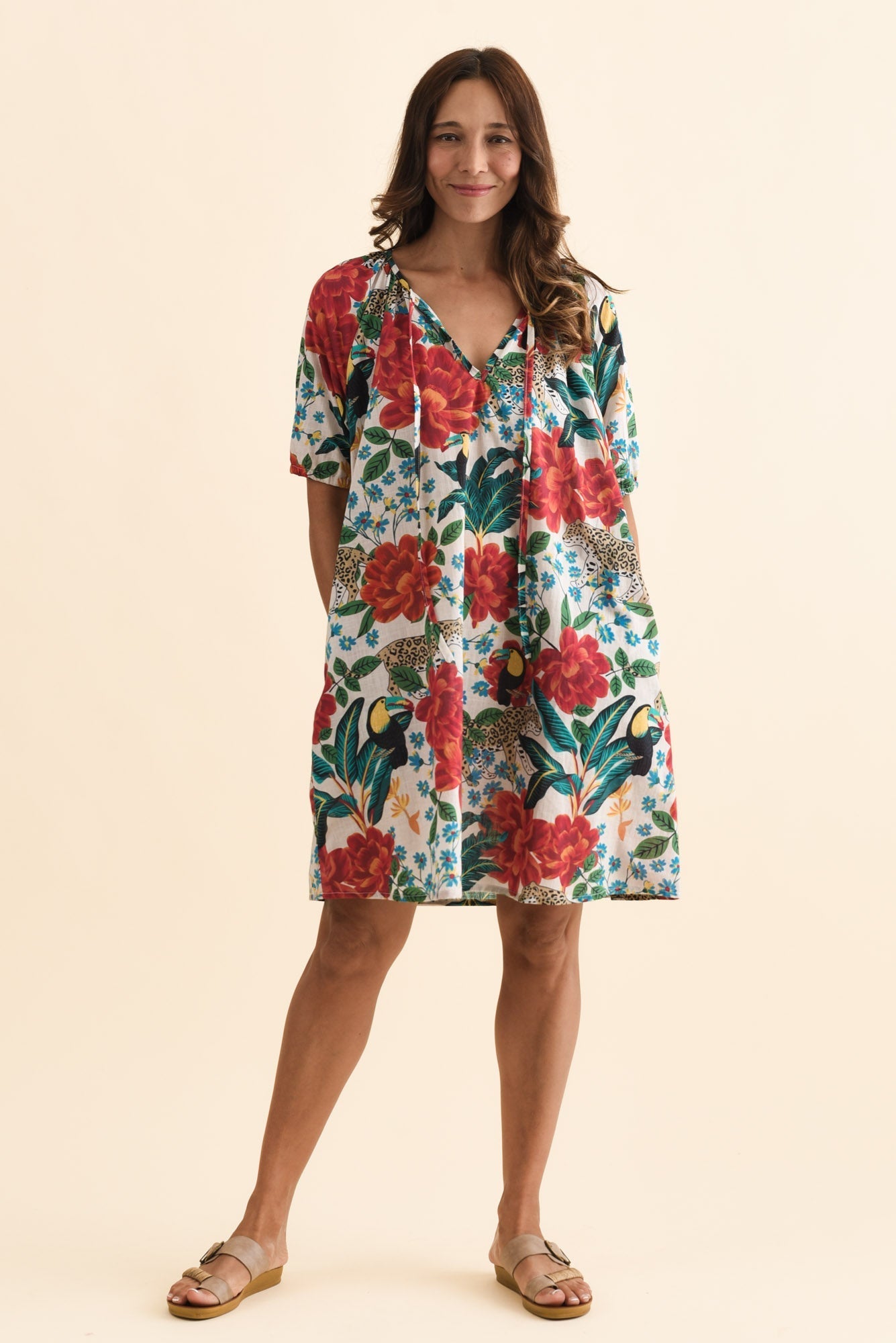 Orion Red Jungle Cotton Dress