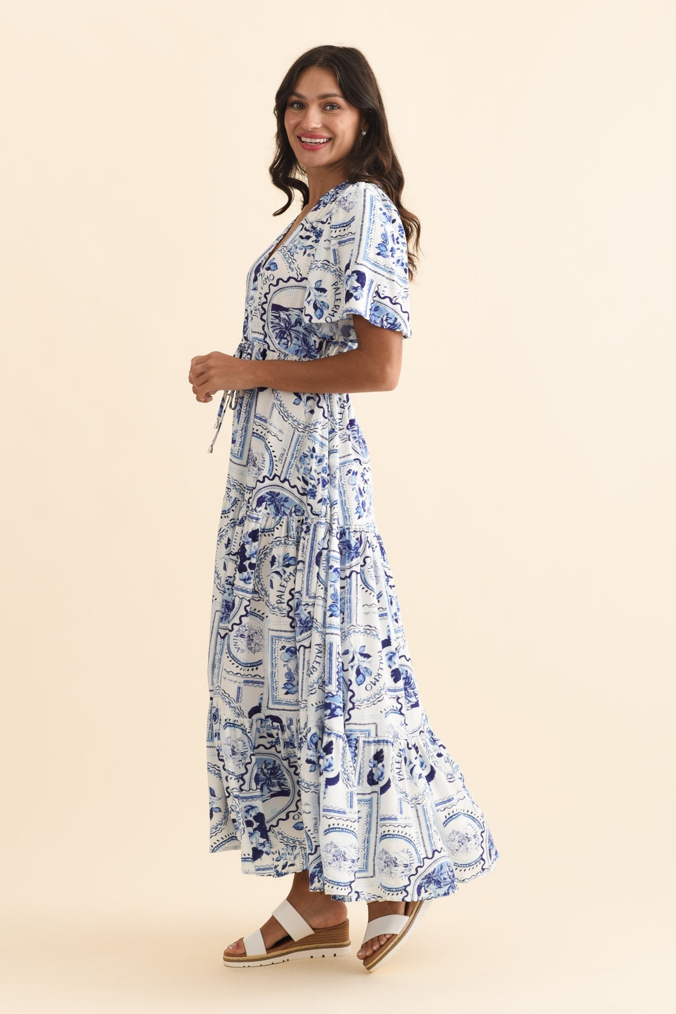 Orson Blue Mosaic Tier Dress