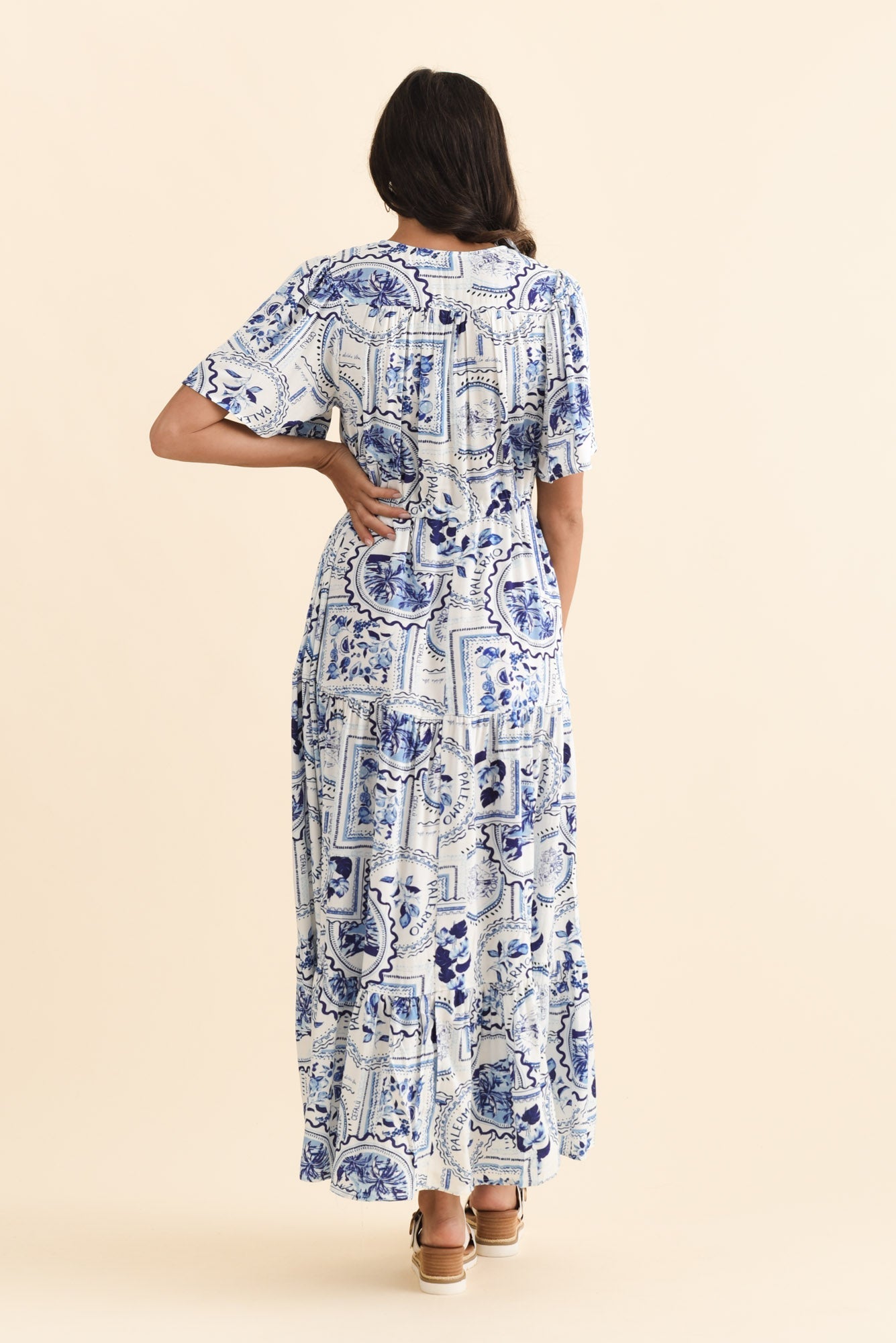 Orson Blue Mosaic Tier Dress