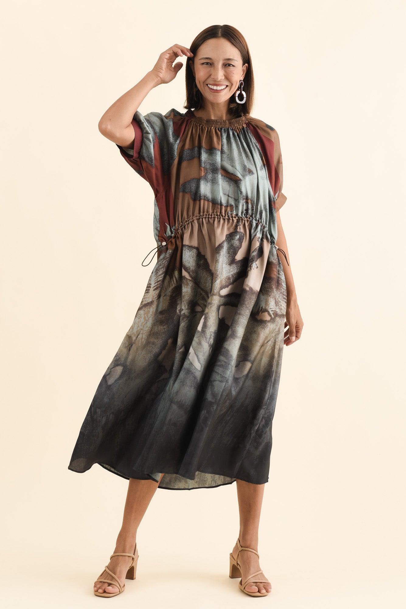 Palisades Mocha Floral Silk Dress
