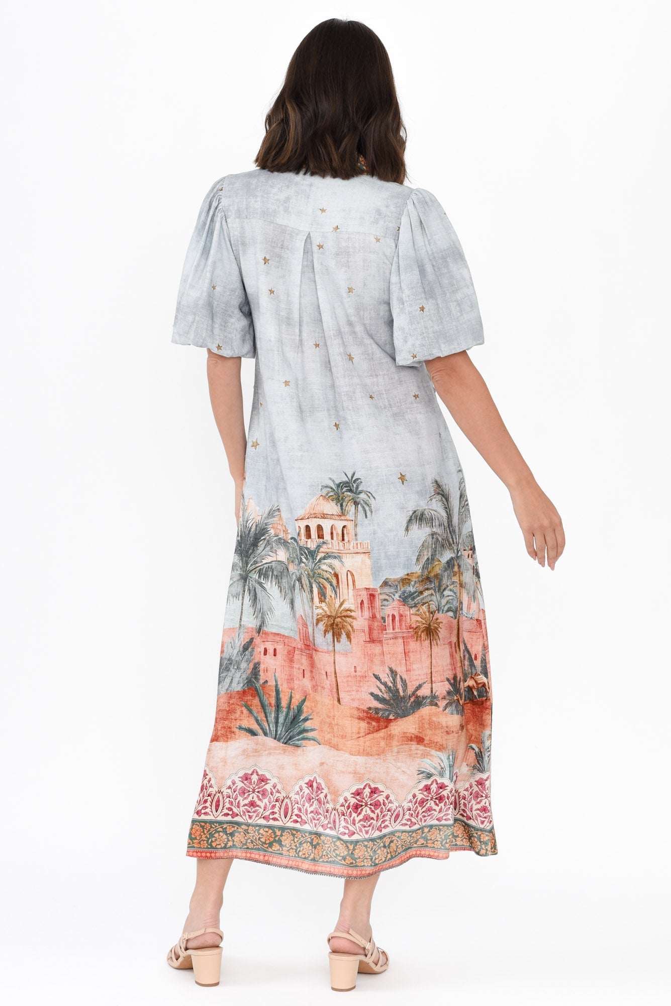 Piper Blue Palm Shirt Dress