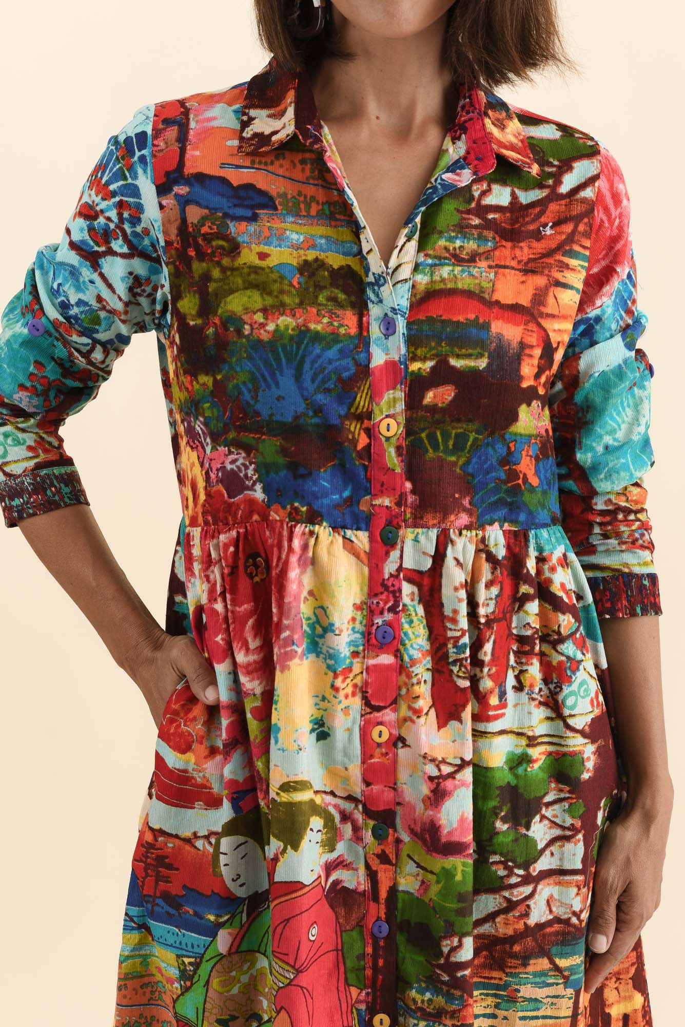 Platt Red Garden Pocket Shirt Dress