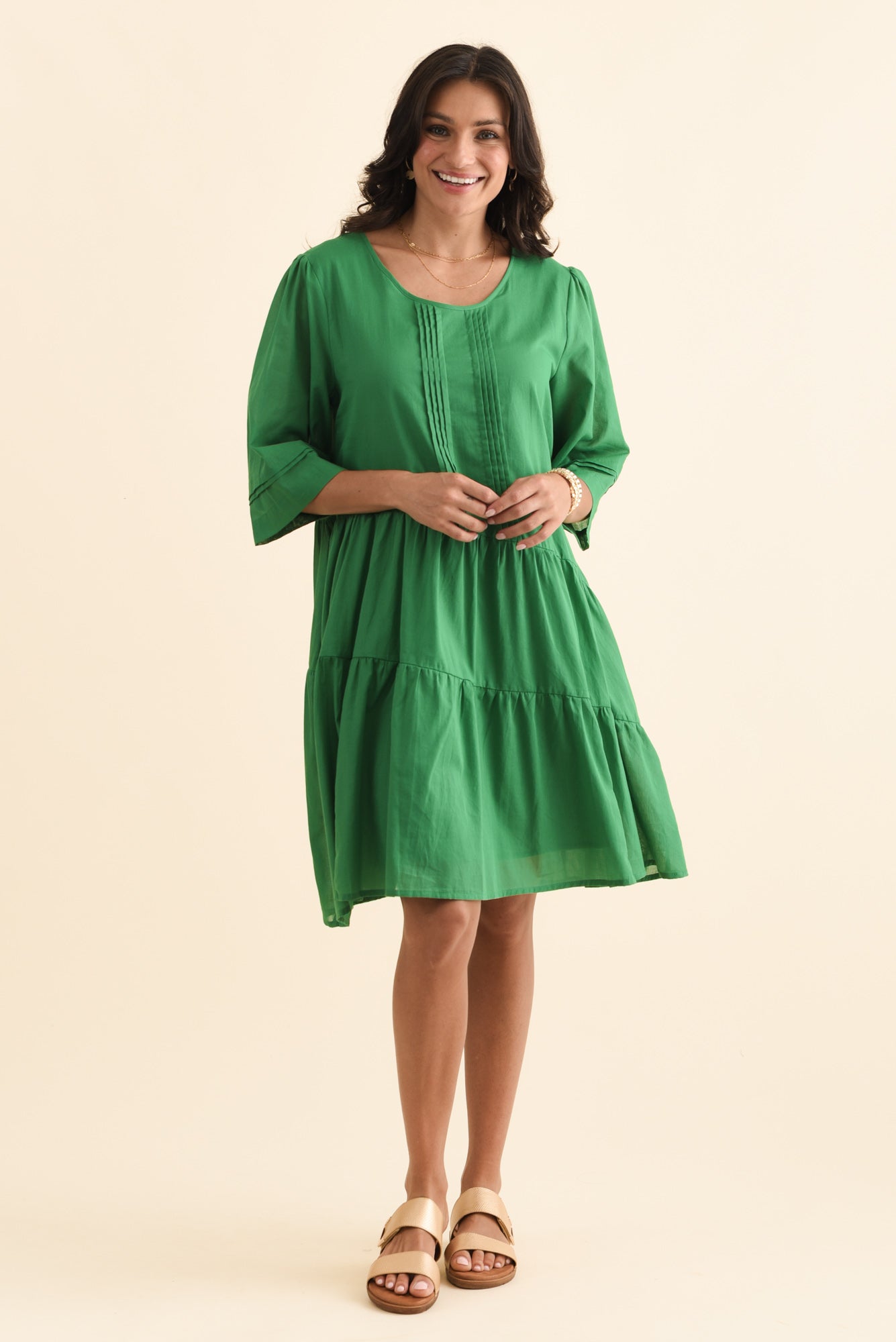Portia Green Cotton Asymmetrical Dress
