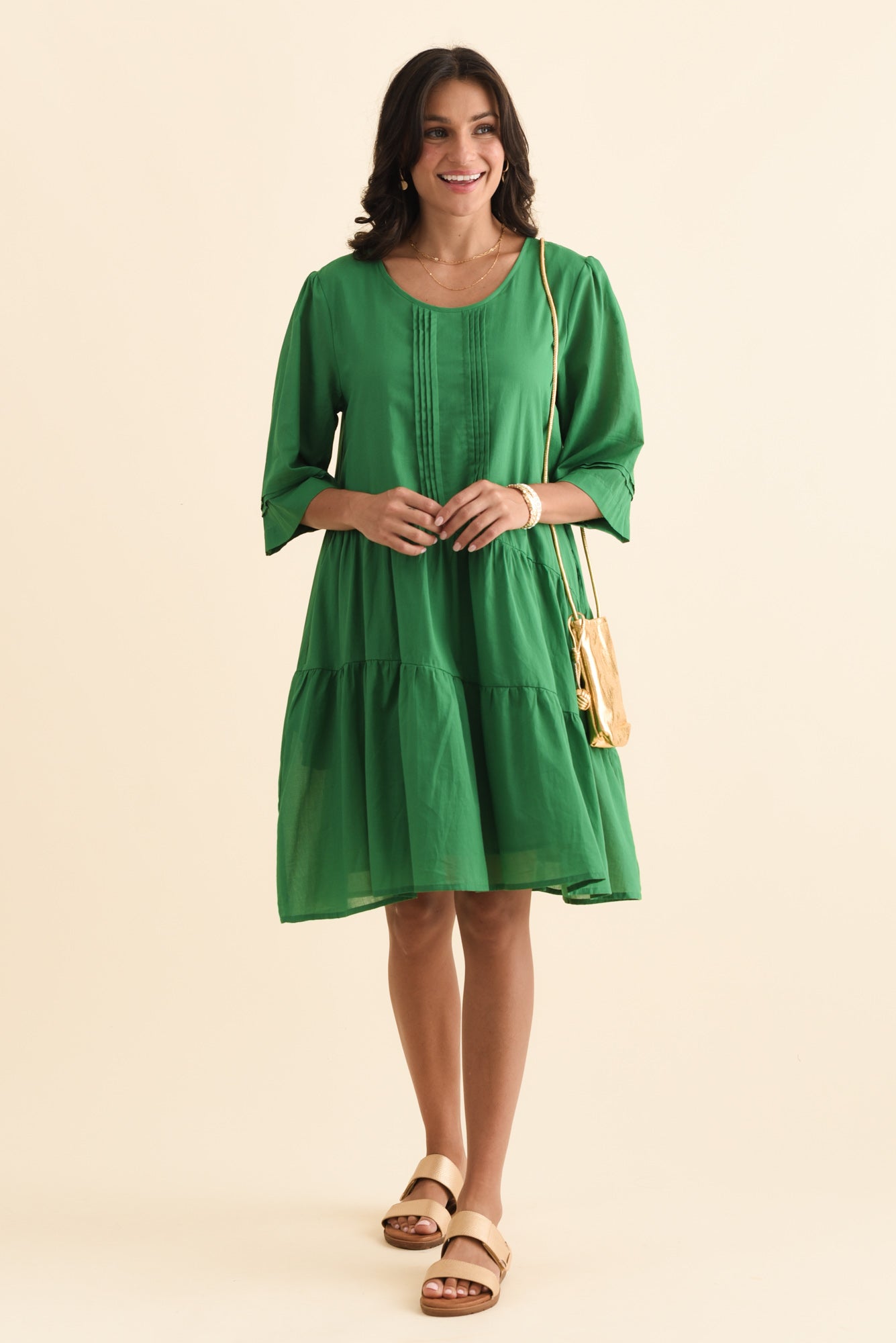 Portia Green Cotton Asymmetrical Dress