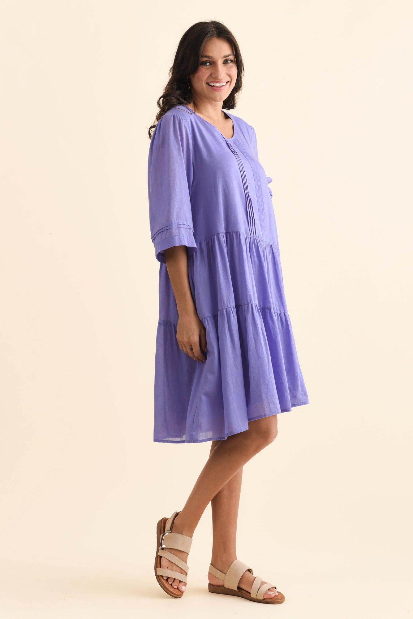 Portia Purple Cotton Asymmetrical Dress
