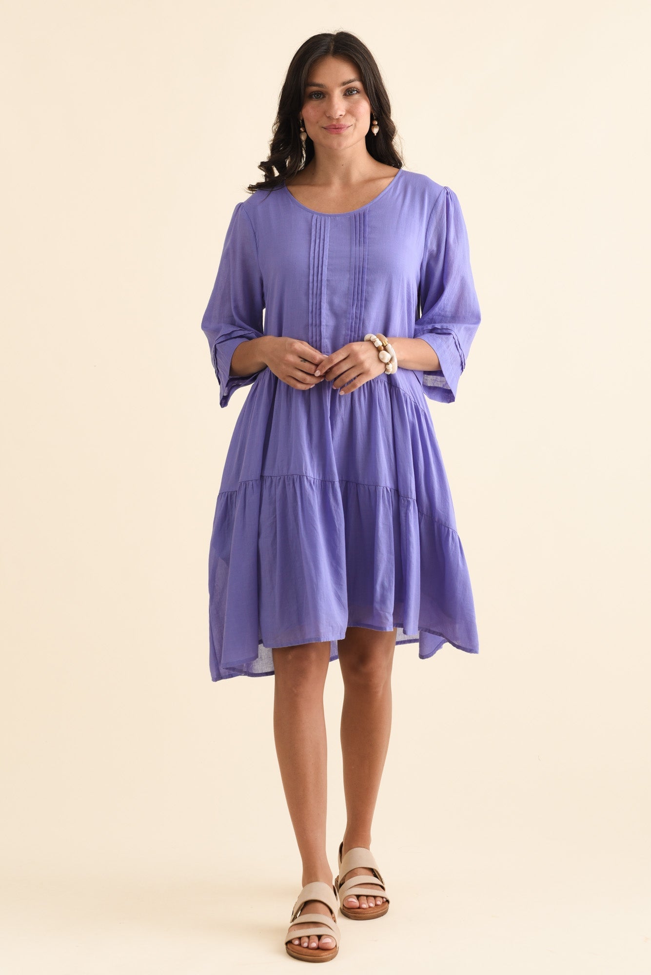 Portia Purple Cotton Asymmetrical Dress