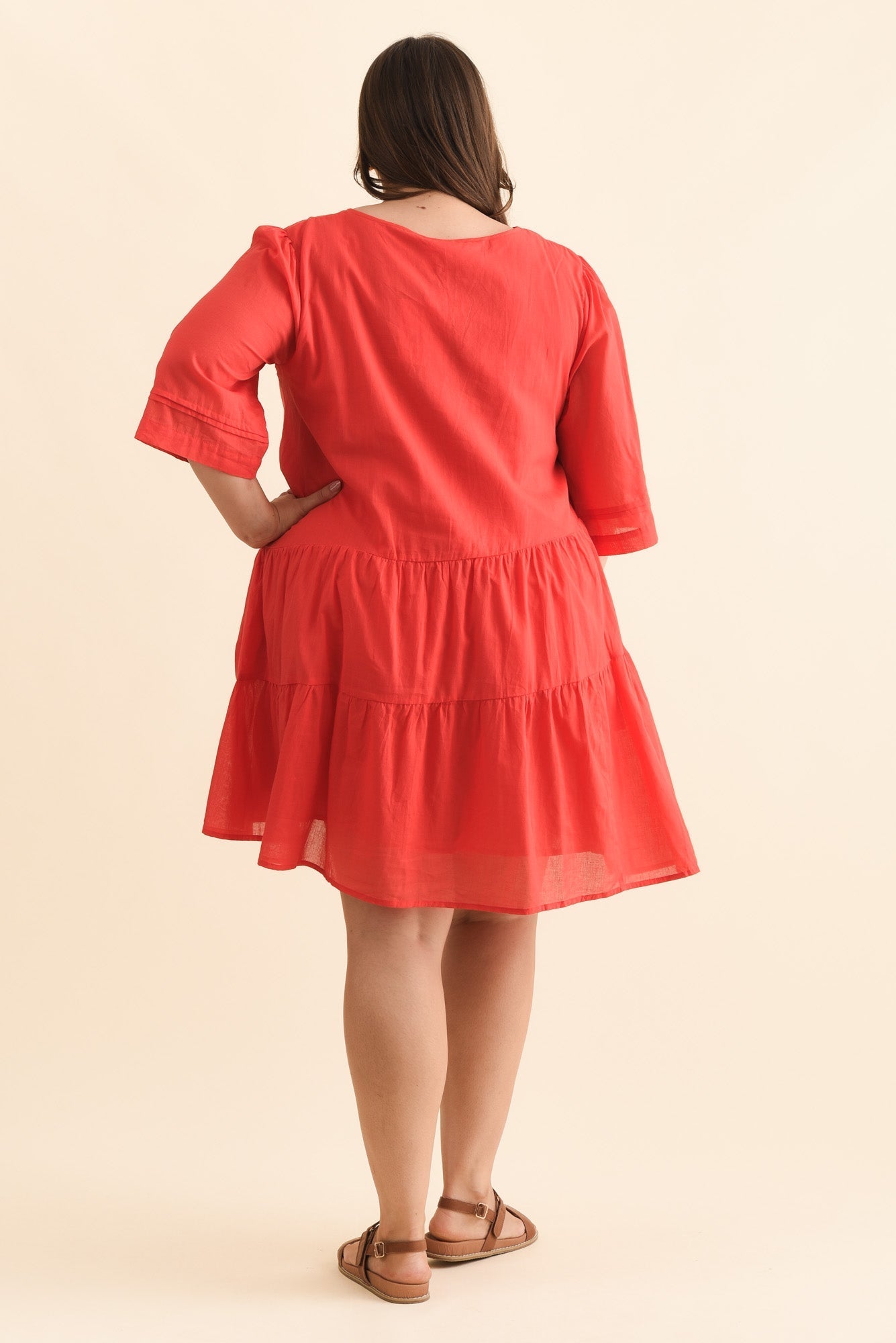 Portia Red Cotton Asymmetrical Dress