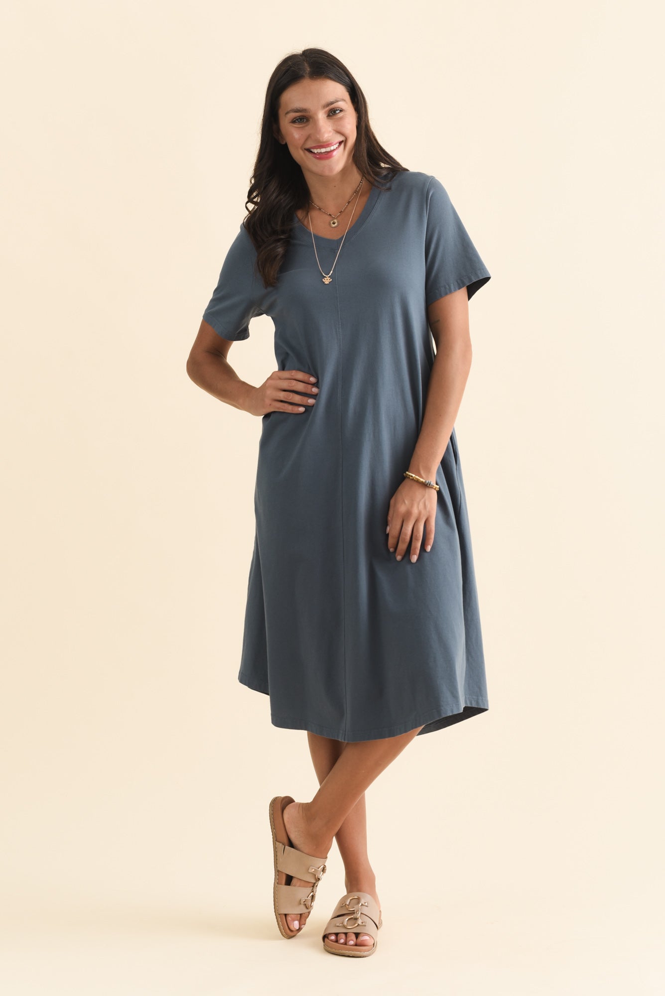 Quentin Steel Cotton Tee Dress