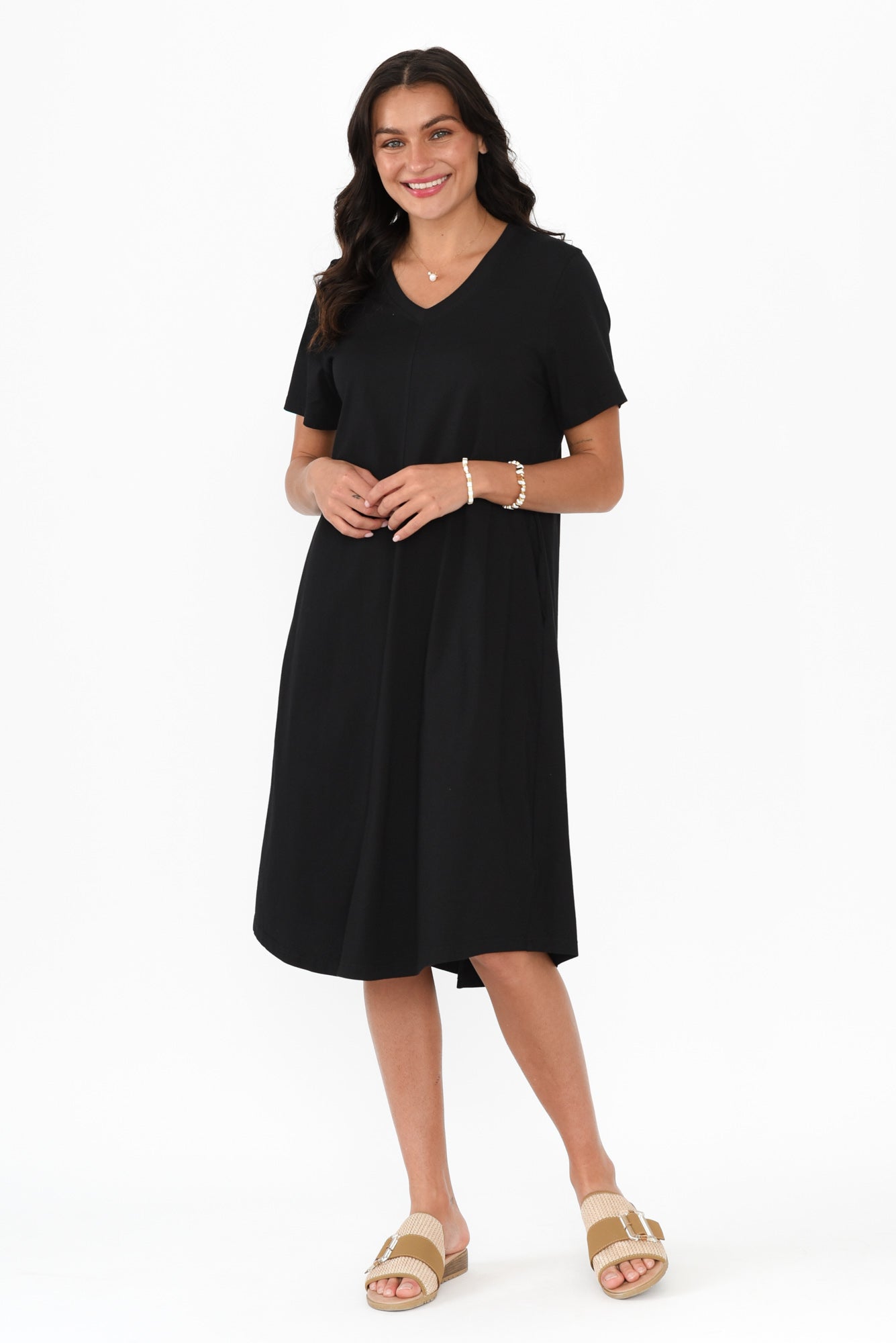 Quentin Black Cotton Tee Dress