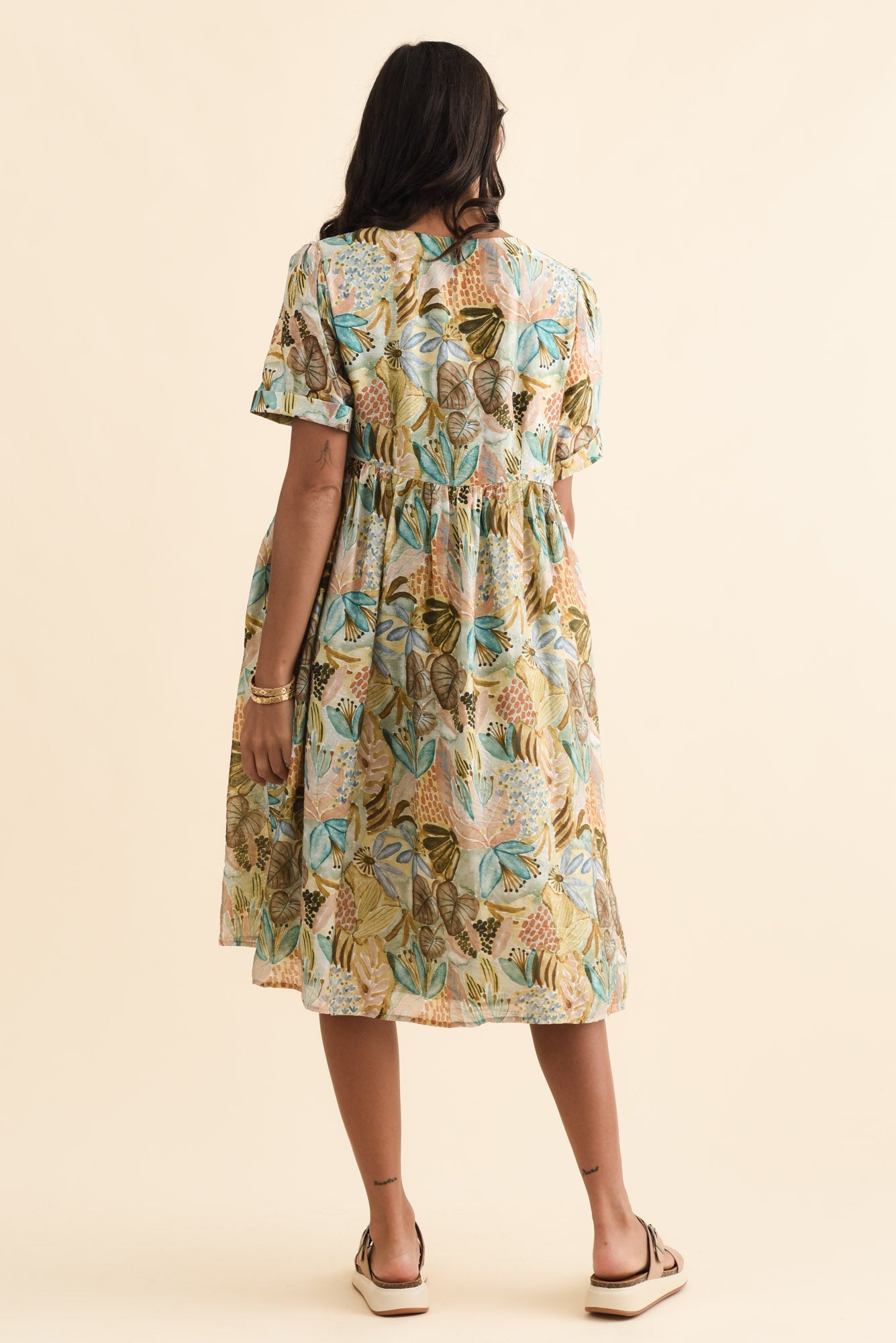 Rayna Brown Garden Button Dress