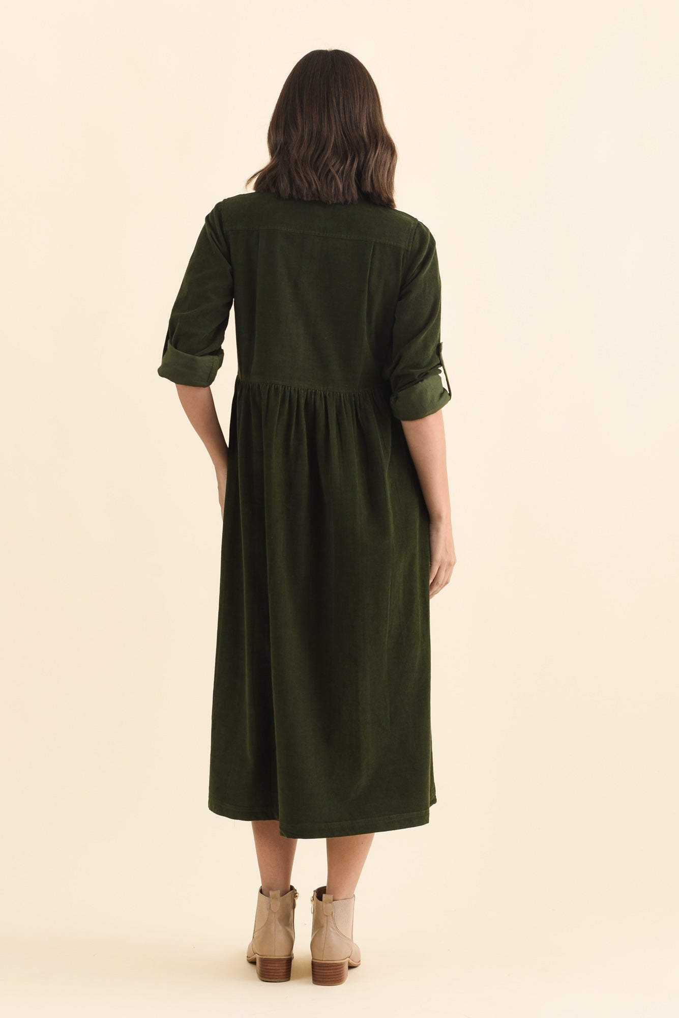 Rellie Forest Green Cotton Corduroy Dress