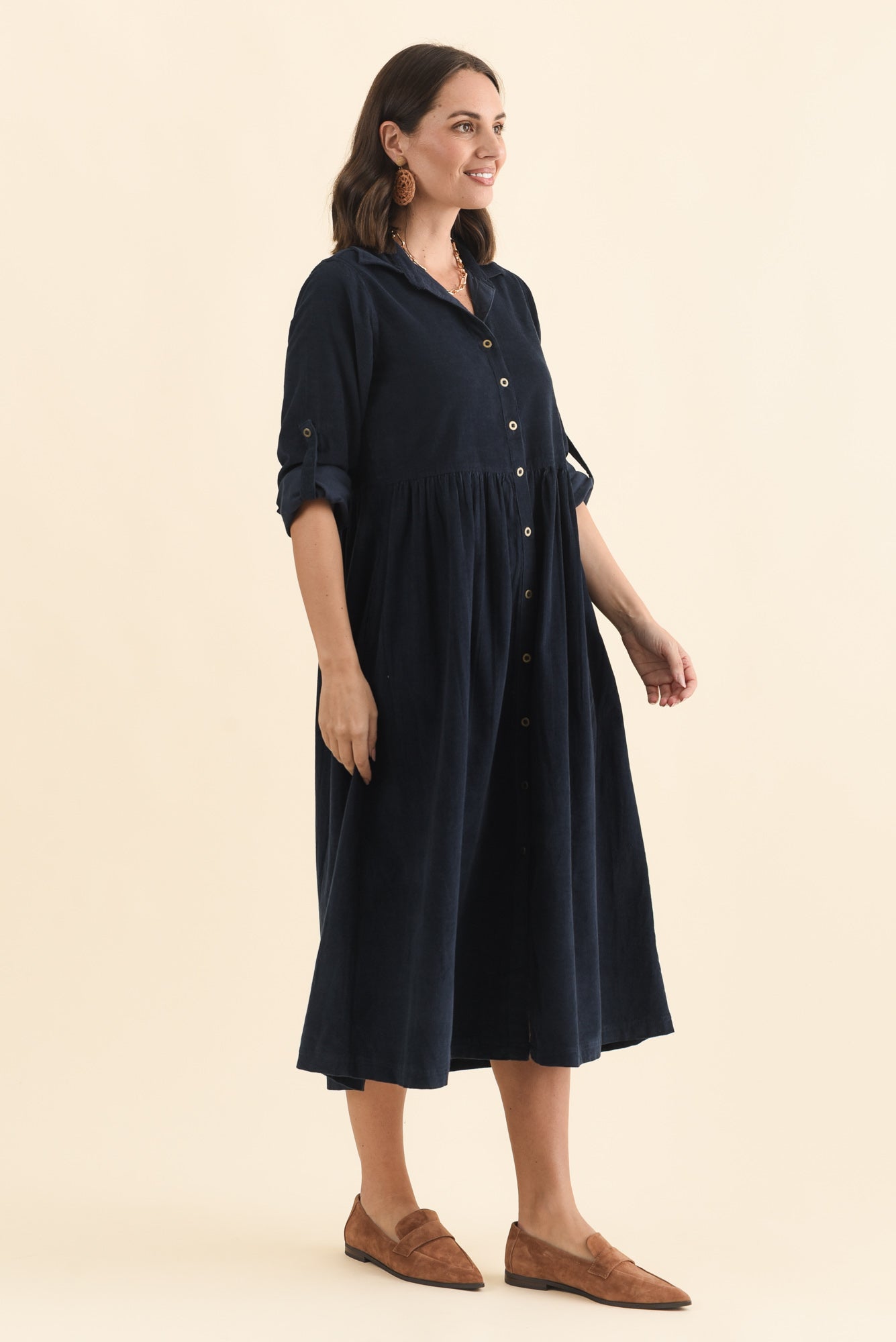 Rellie Navy Cotton Corduroy Dress