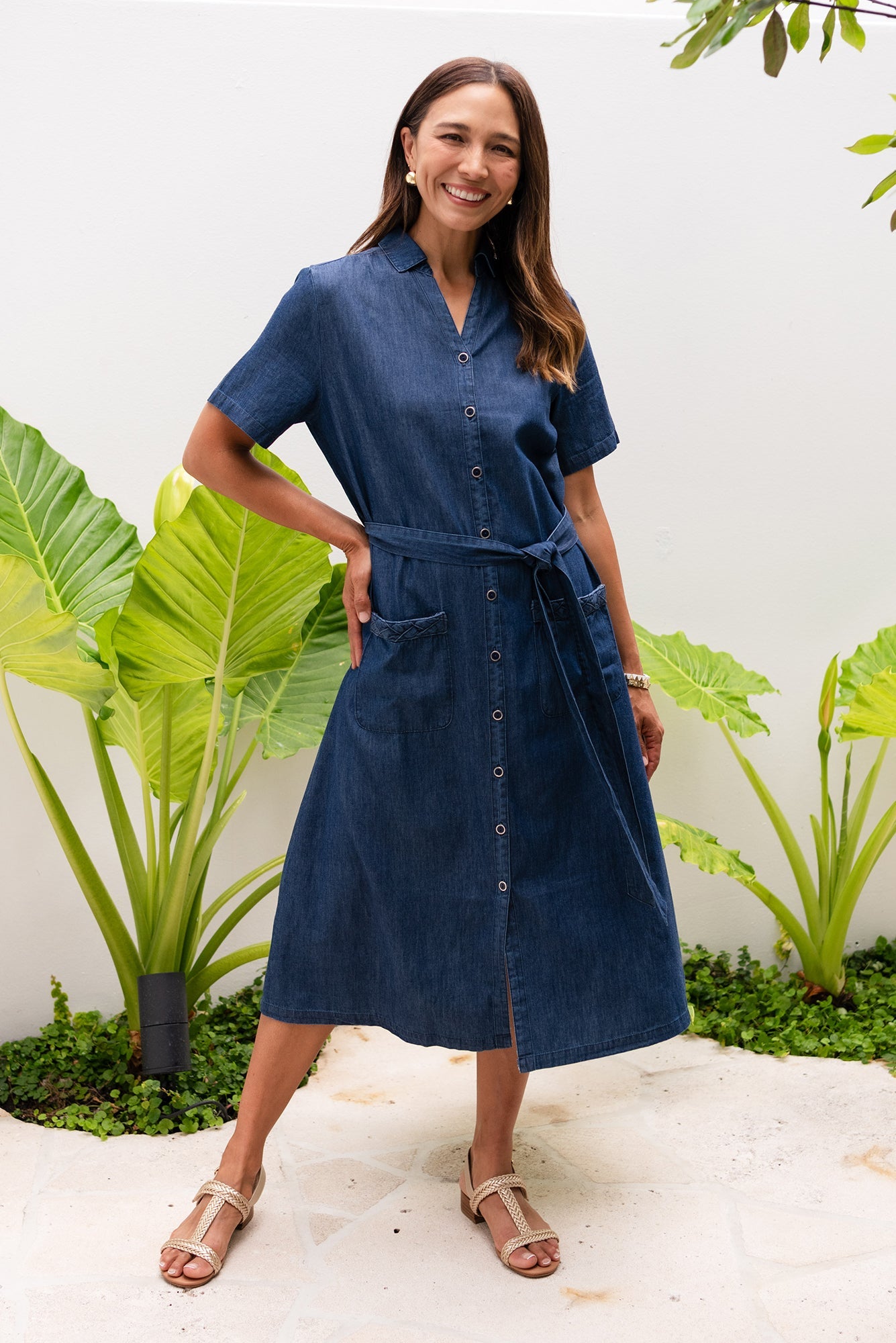 Sofie Soft Blue Denim Shirt Dress