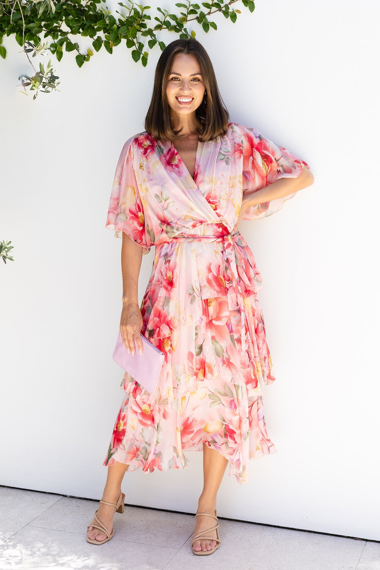 Amelie Pink Floral Silk Layer Dress