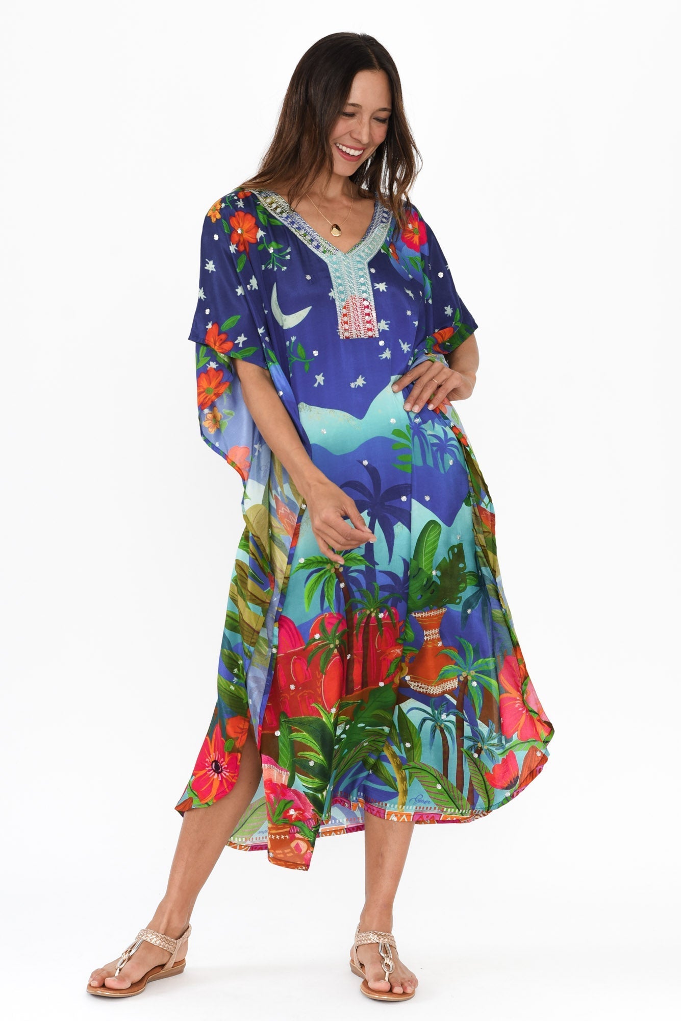 Reyna Blue Paradise Kaftan