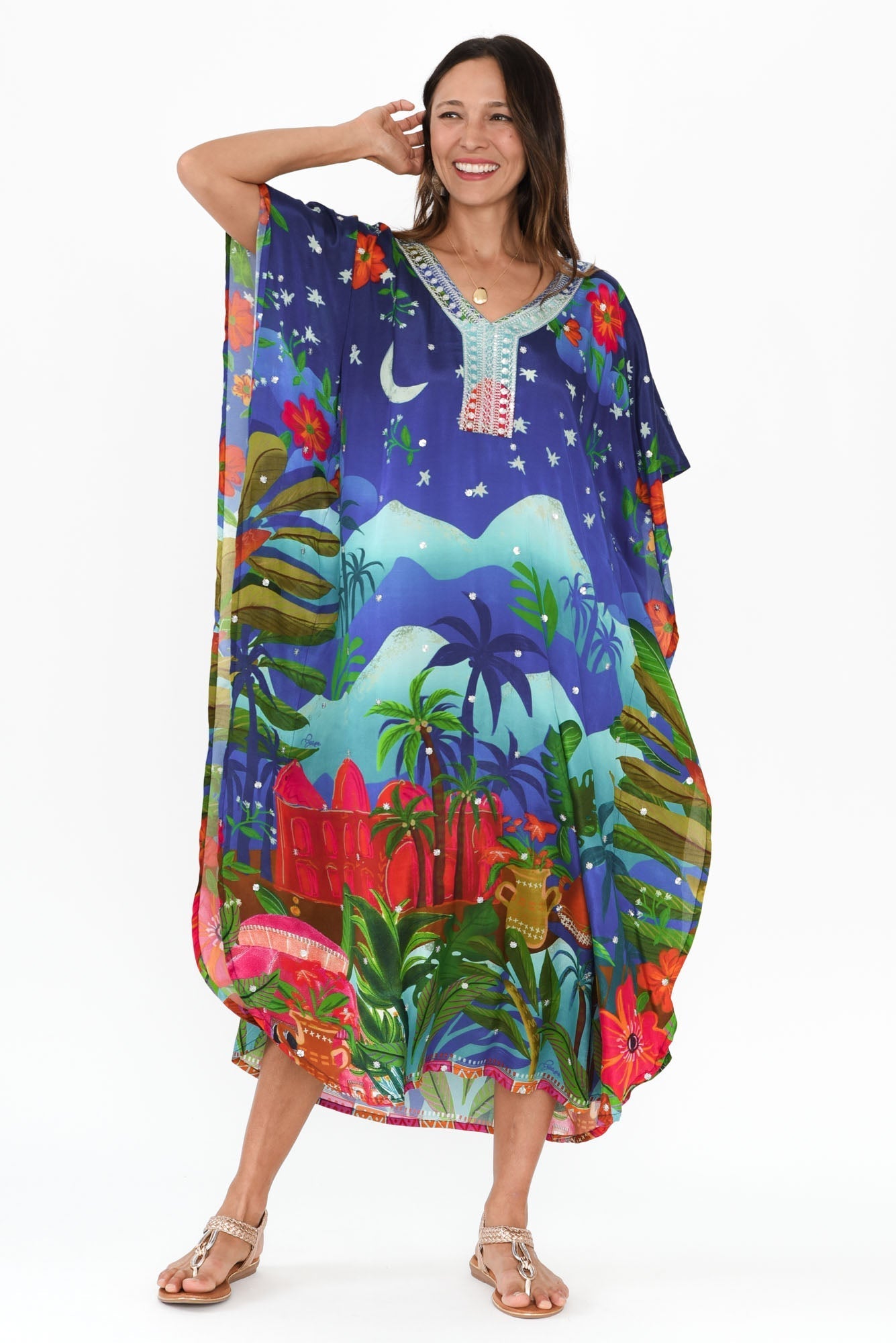 Reyna Blue Paradise Kaftan