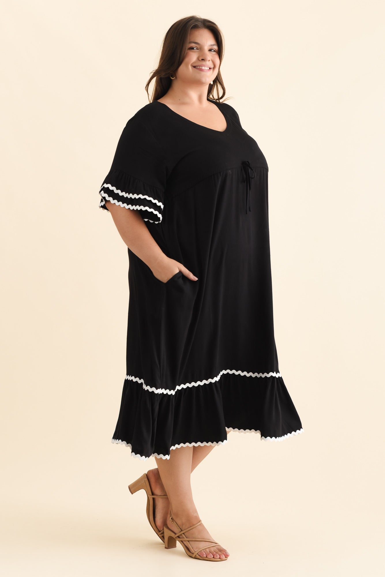Rosemarie Black Frill Dress