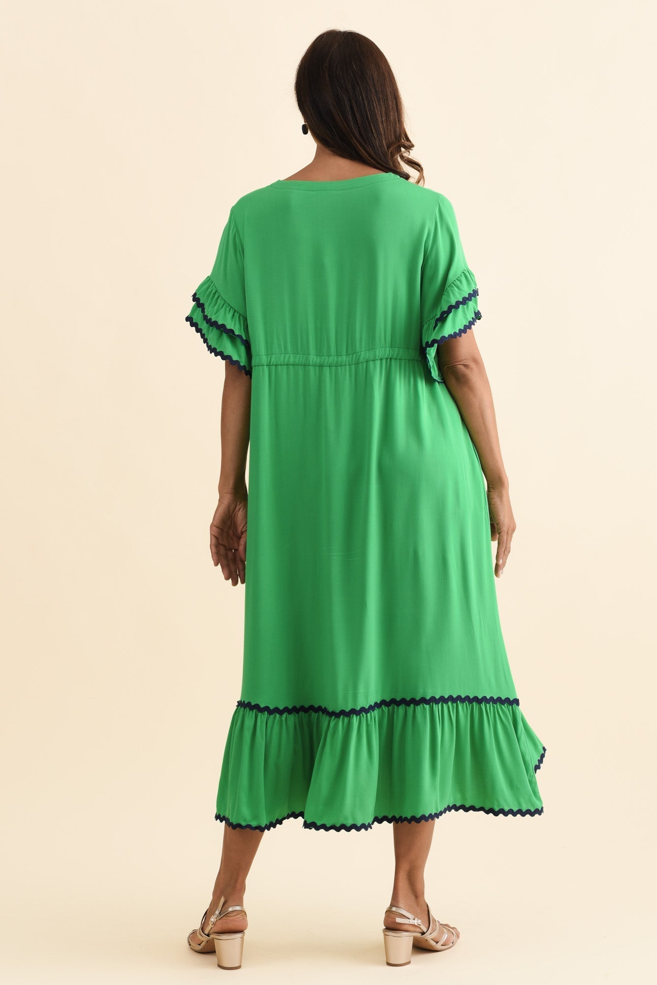 Rosemarie Green Contrast Frill Dress