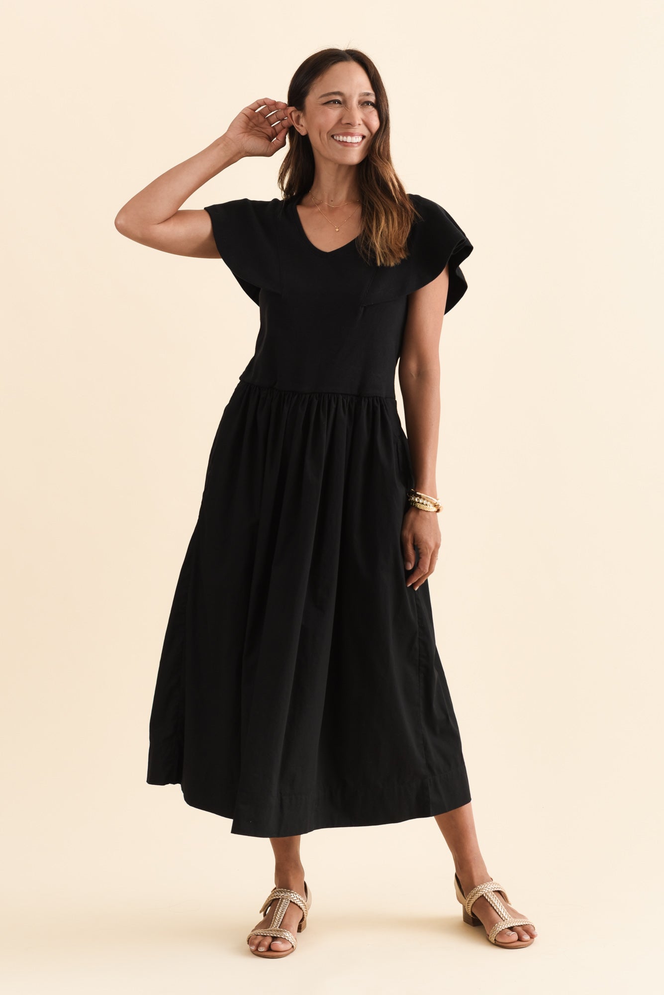 Rosie Black Cotton Maxi Dress