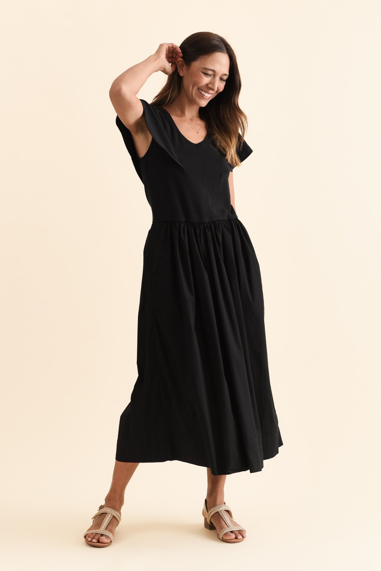 Rosie Black Cotton Maxi Dress