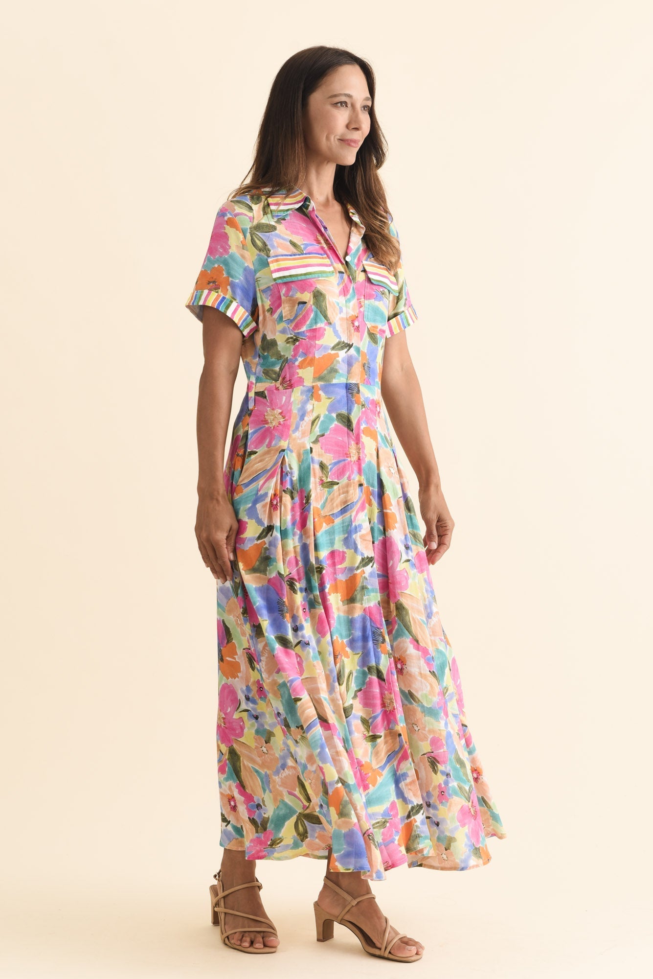 Rossellini Pink Floral Tie Maxi Dress