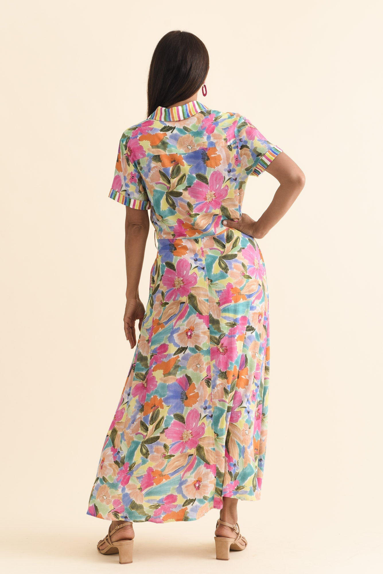 Rossellini Pink Floral Tie Maxi Dress
