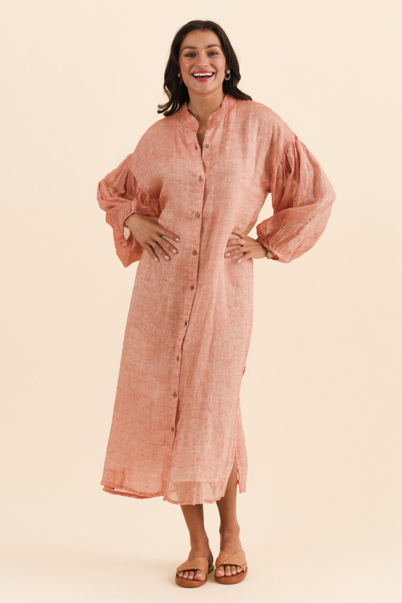 Rowena Orange Linen Dress