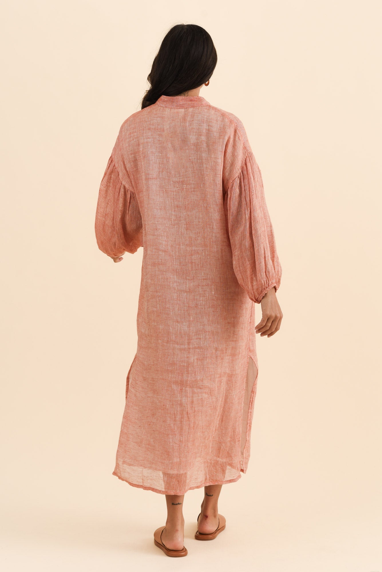 Rowena Orange Linen Dress