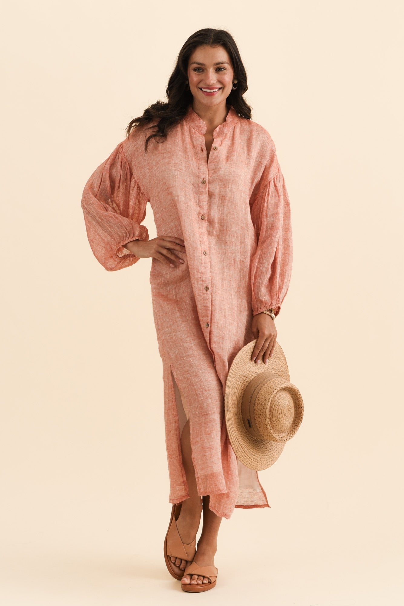 Rowena Orange Linen Dress