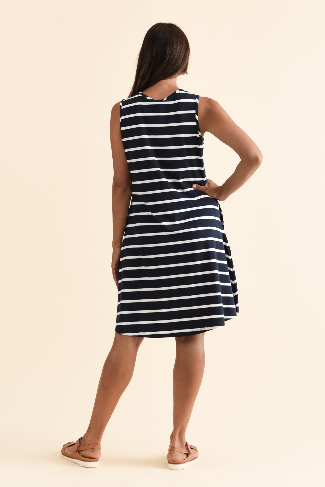 Roxanne Indigo Stripe Swing Dress