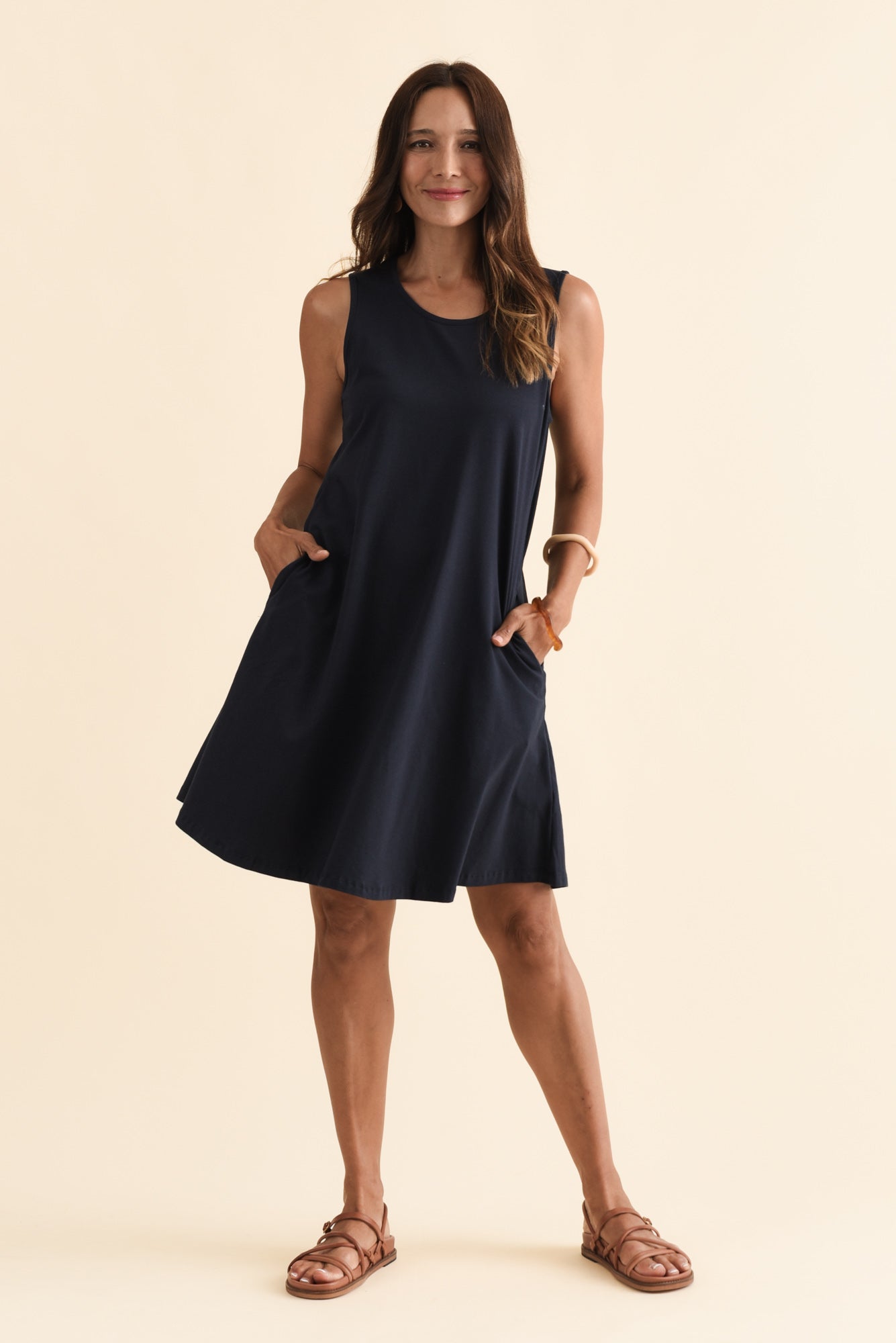 Roxanne Navy Swing Dress