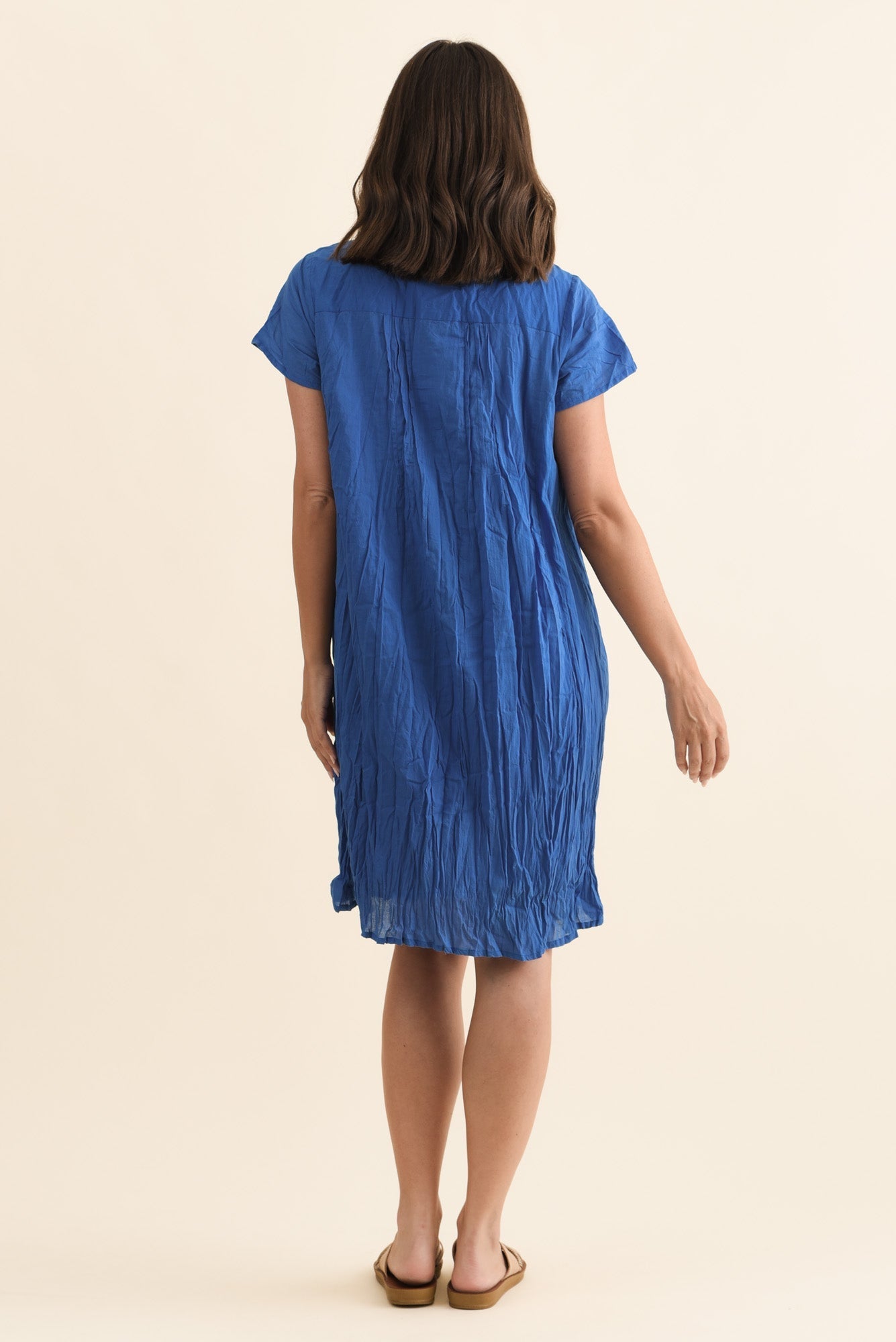 Sabina Blue Crinkle Cotton Dress